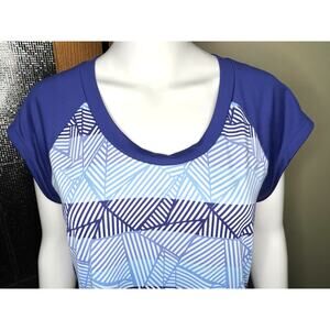 Title Nine Gidget 2.0 Dress Athletic SS Geometric Blue White Golf Tennis Large